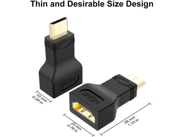 Alt view image 4 of 6 - 2 Pack Gold-Plated HDMI Female to Mini HDMI Male Adapter, Standard HDMI to Mini HDMI Converter for Digital Camera, Camcorder, Tablet & Laptop
