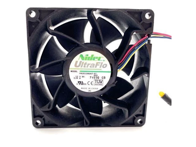 Alt view image 2 of 4 - Original Nidec violent cooling fan V92E12BUA7-57 12V 3.24A 9cm 9238 4-wire server original interface w/ temperature sensor P/N:44E4866