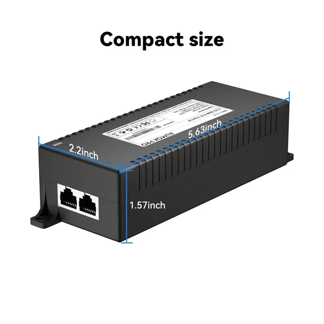 Alt view image 5 of 5 - 2.5G PoE++ Injector 60W | Convert Non-PoE to PoE Adapter 10/100/1000/2500Mbps | 802.3af/at Compliant | Plug & Play | 100m (328ft) Range (2.5G 60W)