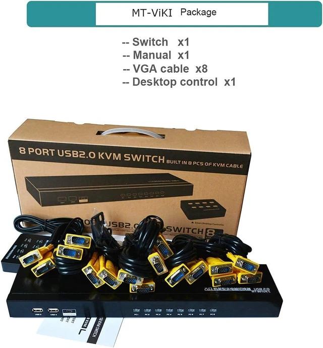 Alt view image 5 of 7 - KVM Switch 8 Port, MT-VIKI 8X1 Rackmount KVM Switch VGA, Included 8 2-in-1 KVM Cables & Wire-Desktop Selector