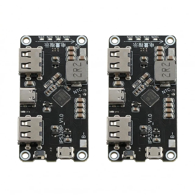 Main image of 2pcs IP5328P Bidirectional FastCharge Power Bank Module, 3.7 V to 5 V 9 V 12 V Boost Converter Board