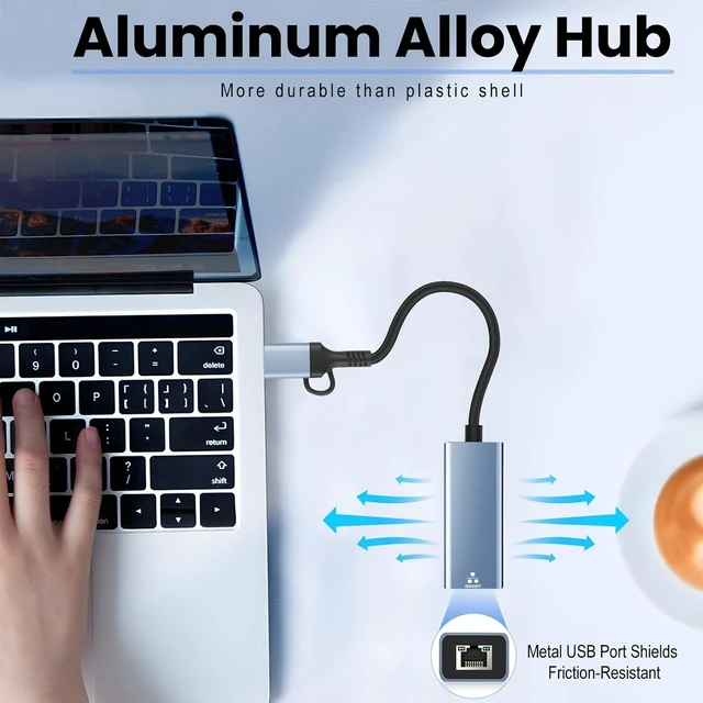 Alt view image 4 of 7 - USB C to Ethernet Adapter USB 3.0 to RJ45 Gigabit LAN 1000 Mbps Wired Network USB to Ethernet Adapter for Laptops/Tablet Compatible with Windows XP MAC OS Linux Vista 7 8 10 11