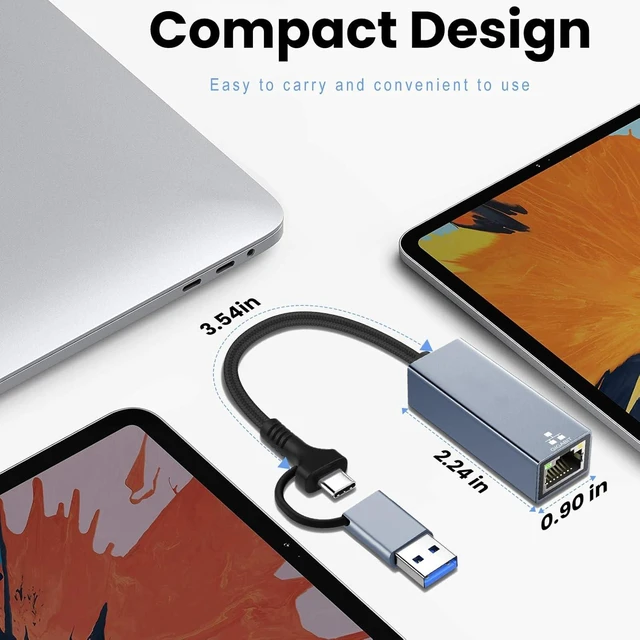 Alt view image 5 of 7 - USB C to Ethernet Adapter USB 3.0 to RJ45 Gigabit LAN 1000 Mbps Wired Network USB to Ethernet Adapter for Laptops/Tablet Compatible with Windows XP MAC OS Linux Vista 7 8 10 11