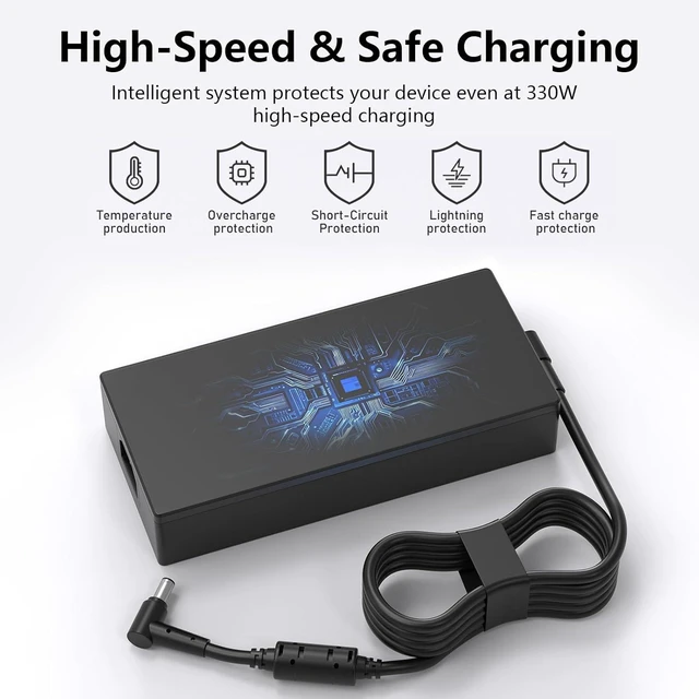 Alt view image 2 of 7 - 330W AC Adapter Compatible with Asus ROG Strix Scar 18 17 16 G18 G16 G17 G15 G834 G634 G733 G814 G614 G513 G713 G732 Zephyrus Duo 16 15 M16 S17 GX650 GU604 Vivobook Power Supply