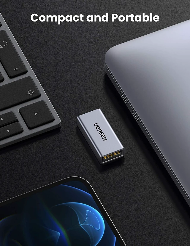 Alt view image 7 of 7 - UGREEN USB to USB Adapter 2 Pack USB 3.0 Type A Female to Female Adapter Aluminum Extension Connector USB 3.0 Coupler Female to Female Adapter Grey