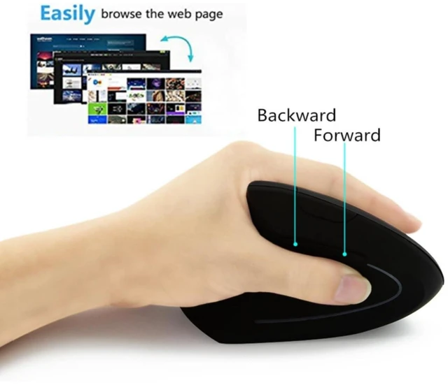 Alt view image 3 of 5 - Left Handed Mouse, Ergonomic 2.4GHz Vertical Optical Wireless Mouse with USB Receiver DPI (800/1200/1600) for PC Computer Laptop Macbooks,Cordless Mice Specially for Lefty Left-handers(black)