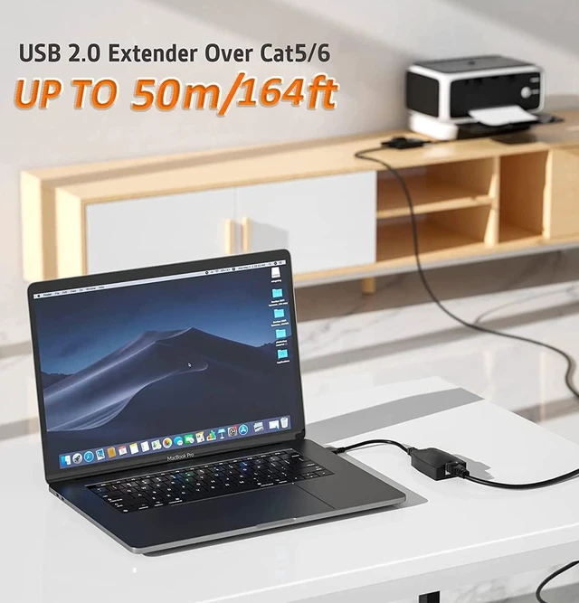 Alt view image 9 of 14 - USB Over Ethernet Extender to Rj45 Adapter for Cat 6/6e/5/5e UP to 50m/164ft, USB to Ethernet Adapter for Laptop, Compatible with Computers, Mobile Phones, Keyboards, U Disks, Printers