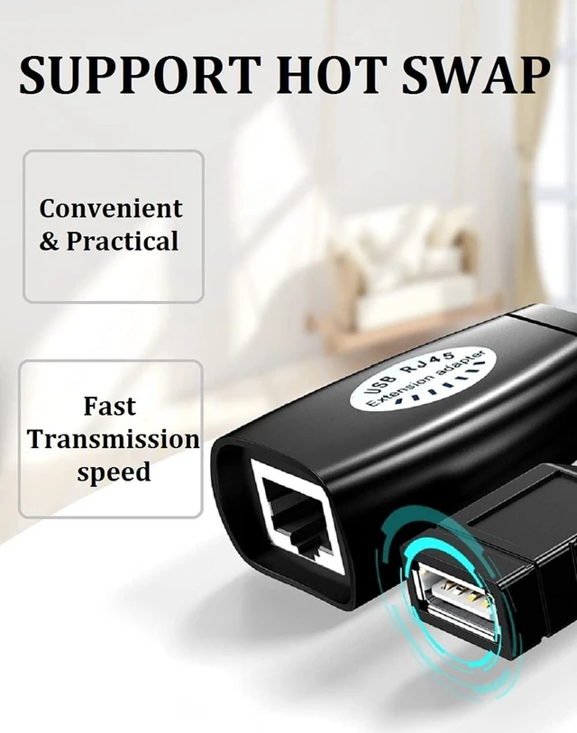 Alt view image 10 of 14 - USB Over Ethernet Extender to Rj45 Adapter for Cat 6/6e/5/5e UP to 50m/164ft, USB to Ethernet Adapter for Laptop, Compatible with Computers, Mobile Phones, Keyboards, U Disks, Printers