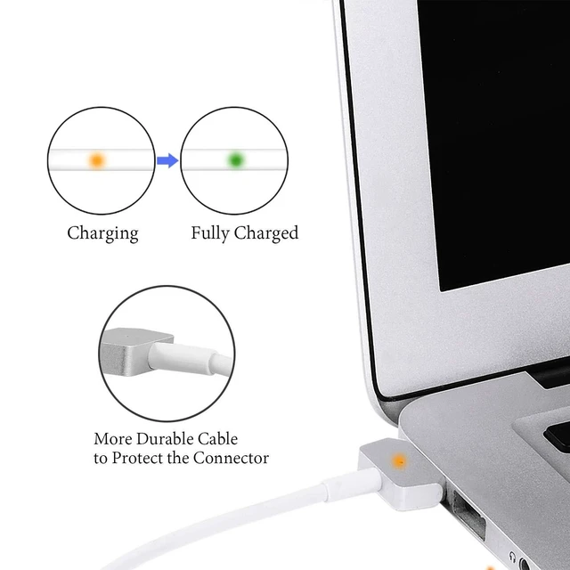 Alt view image 4 of 5 - TAUPO 45W Mini MacBook Pro Charger, Magnetic T-tip Power Adapter, Compatible with 11-13 inch MacBook Air 2012-2015, A1436 A1465 A1466 A1502