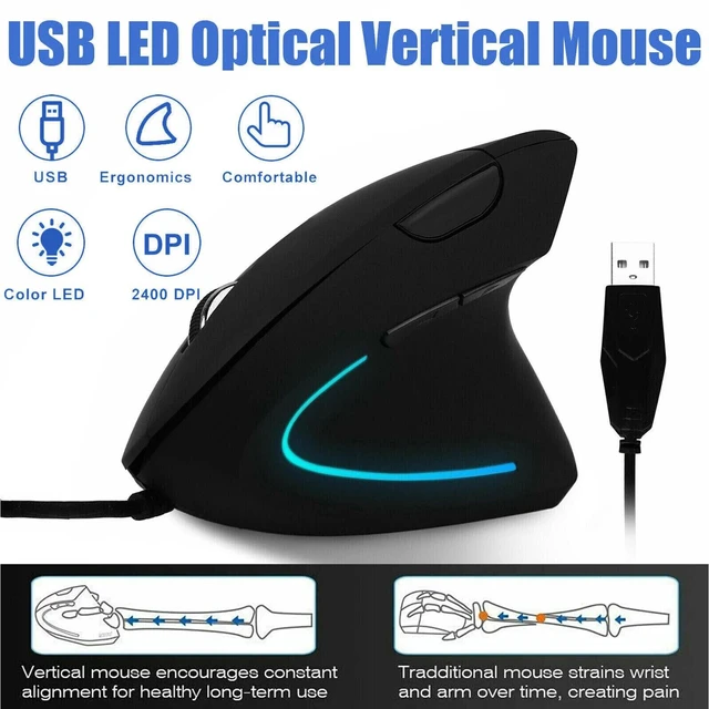 Main image of Ergonomic Optical Vertical Mouse Mice USB Wired LED Mice 2400 DPI For Laptop PC