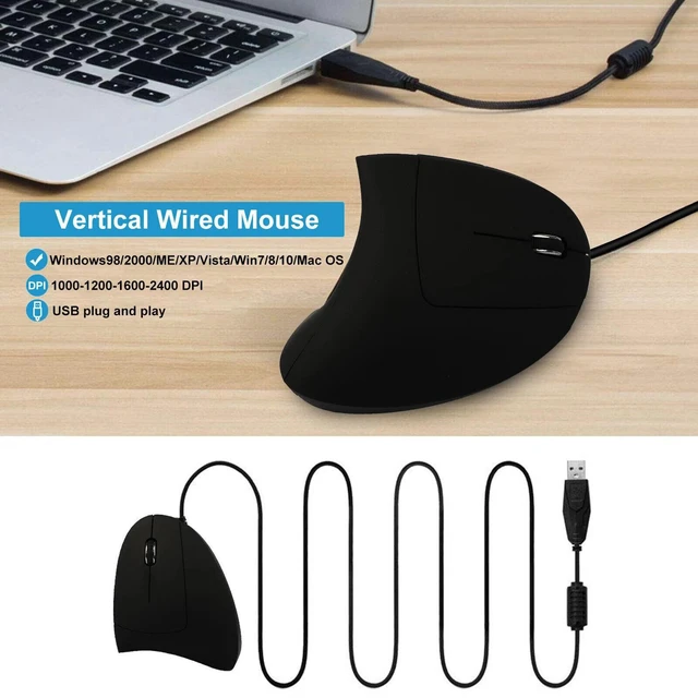Alt view image 5 of 6 - Ergonomic Optical Vertical Mouse Mice USB Wired LED Mice 2400 DPI For Laptop PC