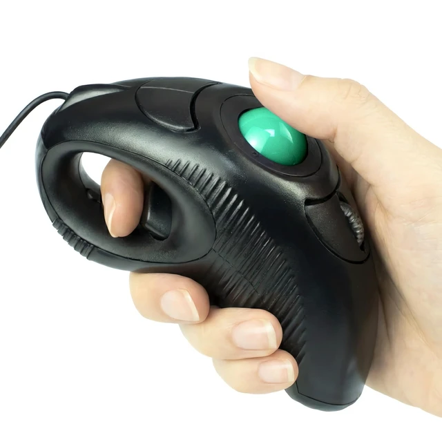 Alt view image 8 of 14 - Finger Mouse, Handheld Trackball Mouse USB Wired Hand Held Thumb Ring Mice with Roller for Laptop Mac Window Computer Fits Left and Right Handed Users