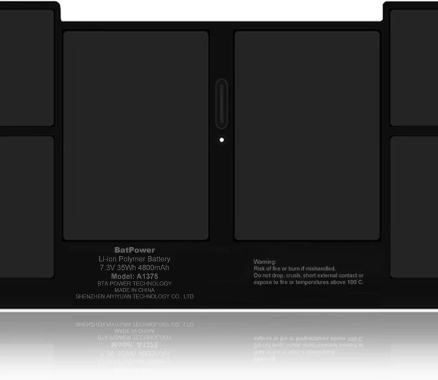 Alt view image 4 of 7 - BatPower A1375 Replacement Laptop Battery for Apple Late 2010 MacBook Air 11-inch A1370 EMC 2393 Battery MacBook Air 11" A1370 Apple A1375 Battery 35Wh