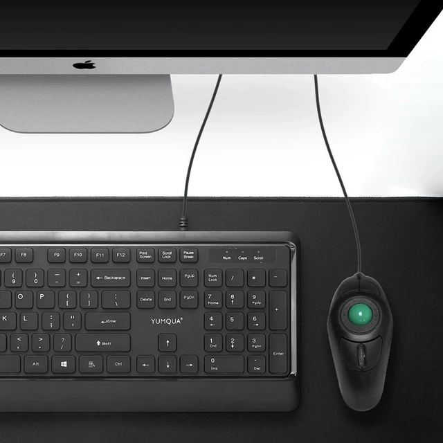 Alt view image 13 of 14 - Finger Mouse, Handheld Trackball Mouse USB Wired Hand Held Thumb Ring Mice with Roller for Laptop Mac Window Computer Fits Left and Right Handed Users