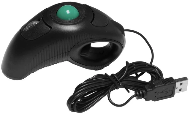 Alt view image 14 of 14 - Finger Mouse, Handheld Trackball Mouse USB Wired Hand Held Thumb Ring Mice with Roller for Laptop Mac Window Computer Fits Left and Right Handed Users