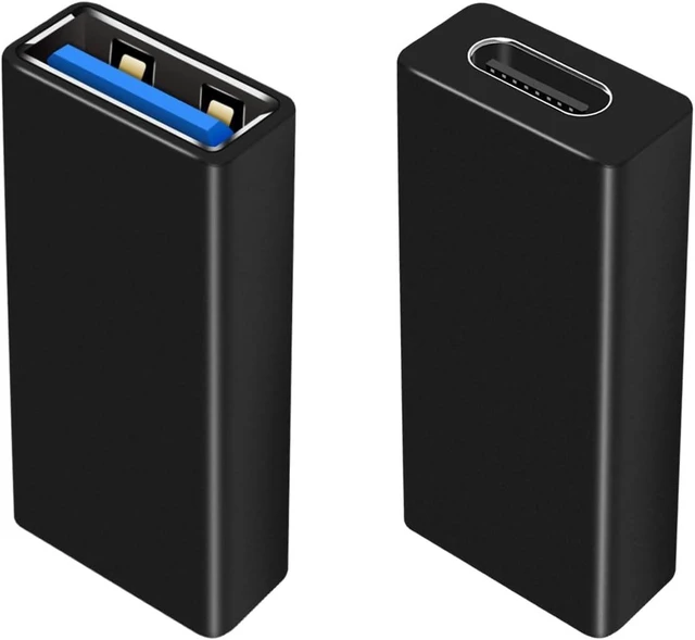 Main image of USB C Female to USB A Female Adapter 5Gbps Data Power Type-C to Type-A Converter OTG Adapter Compatible with MacBook Pro Laptop 2 Pack (Black)