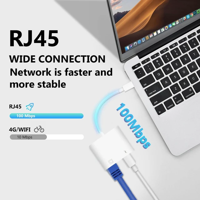 Alt view image 13 of 14 - USB C to Ethernet Adapter, 2-in-1 USB C to RJ45 Ethernet Adapter with 60W Type C PD Charging Port Supports 100Mbps, LAN Network Compatible with iPhone 17/16/15, MacBook, Android
