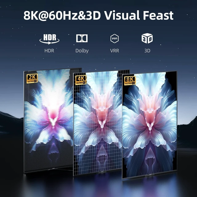 Alt view image 4 of 5 - llano HDMI 2.1 Switch 2 in 1 Out 8K@60Hz 4K@120Hz, HDMI Switcher 48Gbps Bidirectional, Supports VRR HDR10 Dolby Atmos, for PS5 Xbox Apple TV Roku Switch 2, Aluminum Alloy Case
