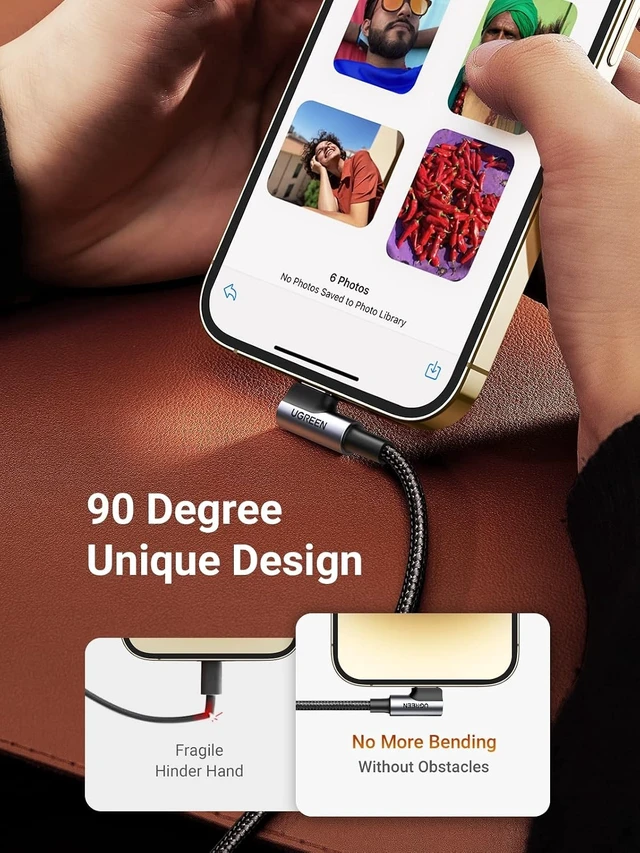 Alt view image 9 of 14 - UGREEN MFi Certification Lightning Cable - 90 Degree USB C to Lightning Cable 3FT Compatible with iPhone 14/14 Pro/14 Pro Max, iPhone 13/12/11/X/XR/XS/8 Series, iPad, AirPods Pro (Pack of 2)