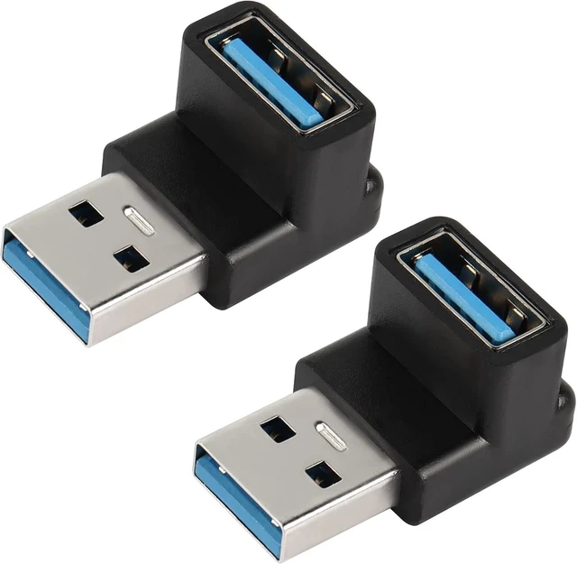 Main image of 90 Degree USB 3.1 Adapter USB A Male to Female Right Angle Connector 10Gbps USB Type A 3.1 Data Transfer Converter Coupler OTG for PC Laptop Power Bnak 2Pcs