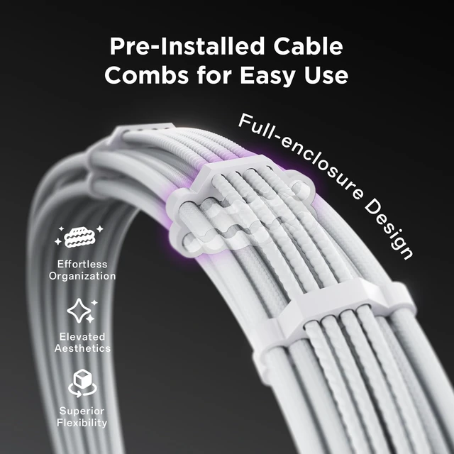Alt view image 18 of 20 - 12VHPWR PSU Extension Cable Kit for RTX 50/40 Series, 16AWG Pcie 5.0 Cable Extension Kit Soft Braided 16PIN to 16PIN Cable Kit, 24pin ATX /4+4pin EPS /12+4pin 30CM