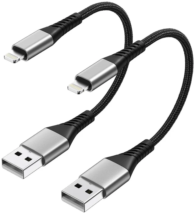 Main image of 6 inch Short iPhone Charger Cord 2 Pack 0.5ft USB A to Lightning Cable iPhone Charger Fast Charging for Charging Stations iPhone 14 13 12 11 Pro Max