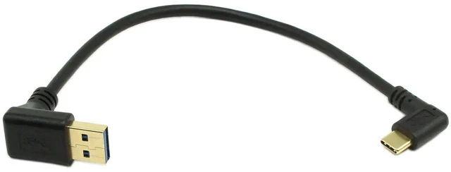 Alt view image 3 of 6 - USB-C to USB 3.0 Adapter, 10In Right Angle Type C Cable, 90 Degree USB 3.1 Type C (USB-C) Male to USB 3.0 Type A Male Connector Sync & Charging Cable.(Black