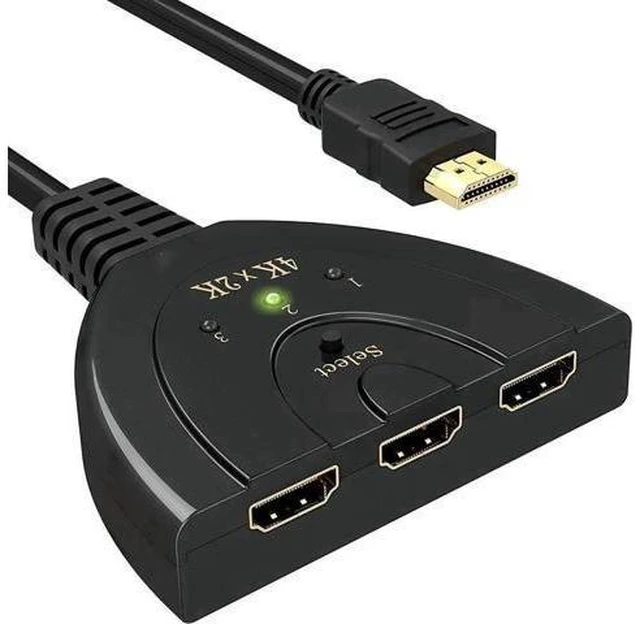 Main image of 3 Port 3x1 HDMI Switcher with Built-in Pigtail Cable, 4K HDMI Switch Splitter Supports 4K, 1080P Full HD & 3D Video