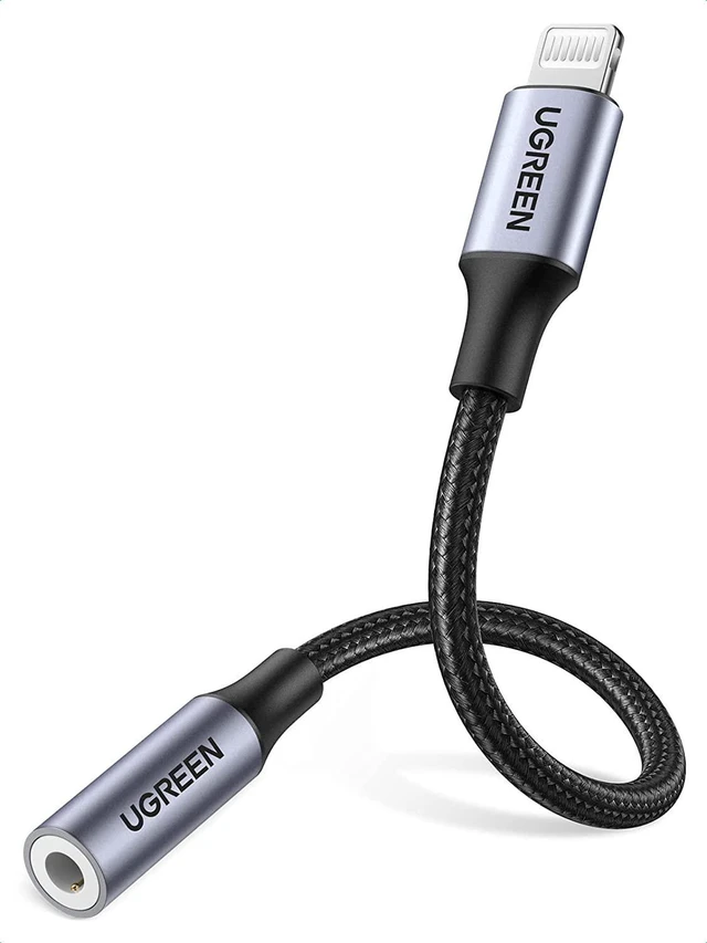 Main image of UGREEN Headphone Adapter for iPhone MFi Certified Lightning to 3.5 mm Earphone Jack Male to Female Braided Audio Aux Stereo Cable Connector Dongle for iPhone 13 12 SE 11 Pro Max, XS XR 8 Plus, Gray