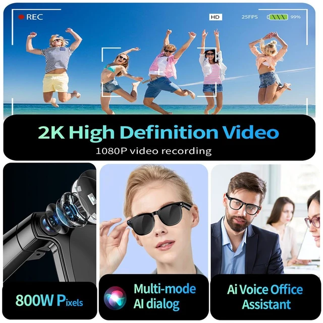 Alt view image 6 of 6 - CY01 Smart Glasses Multi-Function Video Recording, Photo, Bluetooth Calling & Real-Time Translation AI Glasses with Camera