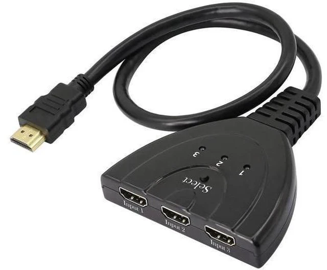 Main image of 3 in 1 Out Manual HDMI Switch with HDMI Cable, 3 Port 1080P HDMI Switcher Splitter, Plug and Play
