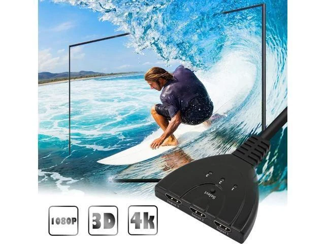 Alt view image 5 of 6 - 3 in 1 Out Manual HDMI Switch with HDMI Cable, 3 Port 1080P HDMI Switcher Splitter, Plug and Play