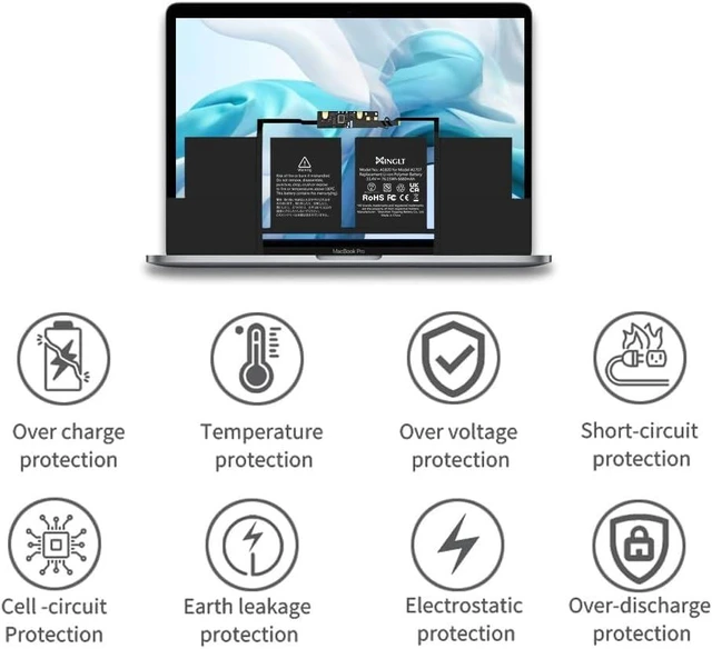 Alt view image 3 of 7 - A1707 Replacement Battery for MacBook Pro,A1820 Laptop Battery for MacBook Pro 15 inch A1707 (2016, 2017) 6680mAh 76.15Wh EMC 3072 3162
