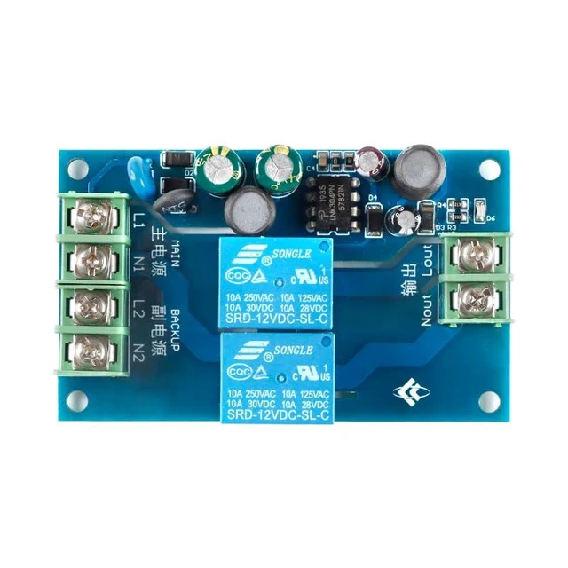 Alt view image 4 of 6 - 2PCS 2 Channel Automatic Power Switching Module Automatic Emergency Power Supply Module Switch Dual Power Supply Module AC 90-240V 10A Backup Battery Switch Controller Module
