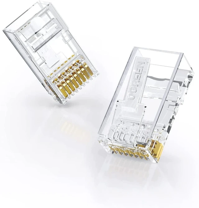 Main image of UGREEN RJ45 Connector Cat6 100 Pack Cat6 Cat5e RJ45 Pass Through Plug Ends Ethernet Cable Crimp Network LAN Connector Crystal