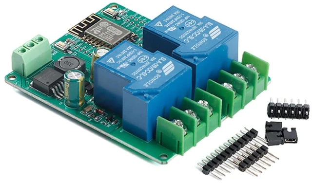 Alt view image 3 of 6 - ESP8266 5V 30A Relay Module, 2 Channel ESP-12F Development Board for Smart Home IoT, DC7-80V Power Supply