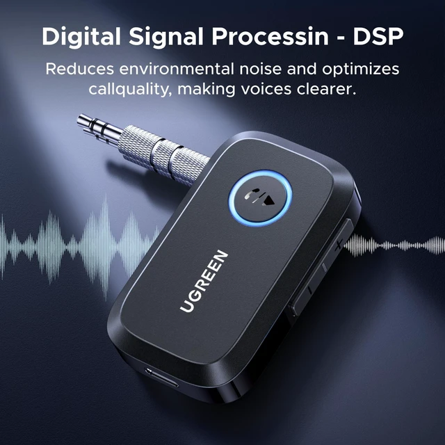 Alt view image 10 of 14 - Bluetooth 5.4 Car Adapter, Hands-Free Call & Noise Cancelling AUX to Bluetooth Adapter for Car, 3.5mm Audio Blue-Tooth Receiver for Cars Stereo Home Speaker - 15H Battery Life