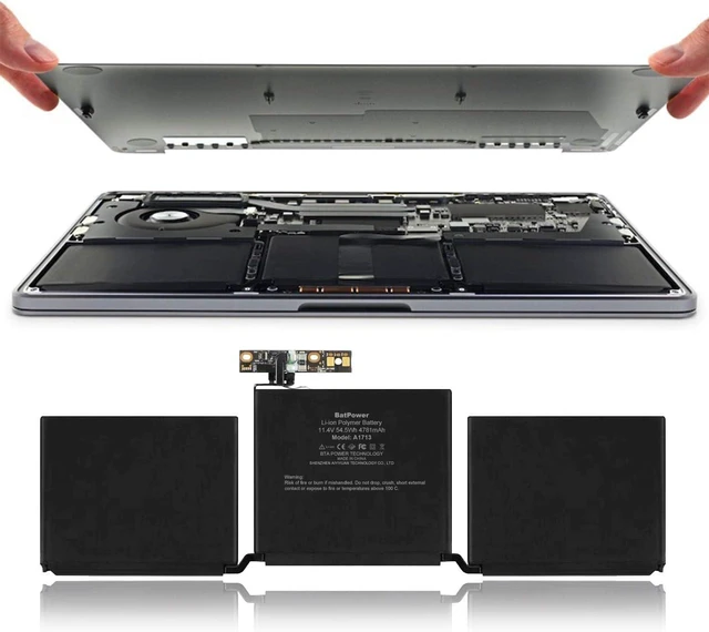 Alt view image 3 of 7 - BatPower A1713 Replacement Laptop Battery for Apple Late 2016 Mid 2017 MacBook Pro 13-inch A1708 EMC 2978 EMC 3164 Battery MacBook Pro 13" Two Thunderbolt 3 Ports A1708 Apple A1713 Battery 54.5Wh