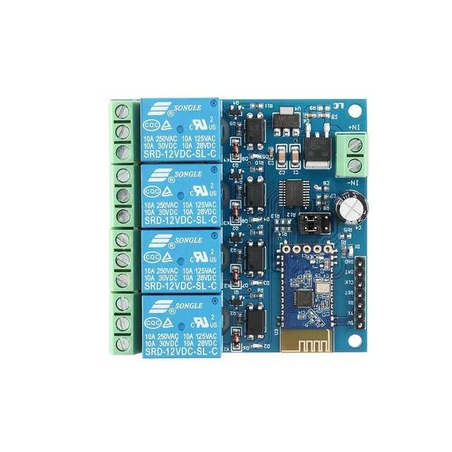 Alt view image 3 of 5 - 12V 4 Channels Bluetooth Relay Module 4 Way Bluetooth Wireless Smart Relay Module Smart Home Phone APP Remote Control Switch