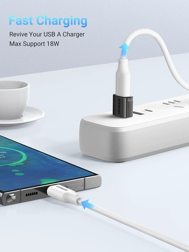 Alt view image 2 of 7 - USB to USB C Adapter 3Pack 10Gbps USBC Female to USBA Male Adapter Type C Charge Converter for iPhone 16 15 14 13 Plus Pro Max iPad Air Mini 6 7 Galaxy S25 Watch Black