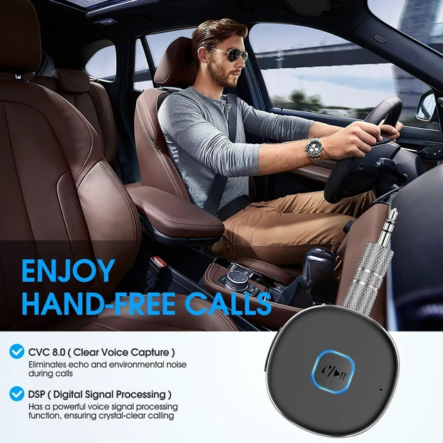 Alt view image 12 of 14 - Bluetooth Receiver, Portable 3.5mm Aux Car Adapter, Bluetooth Wireless Audio Receiver for Car/Home Stereo/Wired Headphones/Speaker, 16H Battery Life