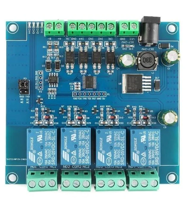 Alt view image 4 of 6 - Modbus-Rtu 7-24V 4 Channel Relay Module Switch Modbus RTU Switch Input Output 5V RS485 TTL Communication Anti-Reverse Connection