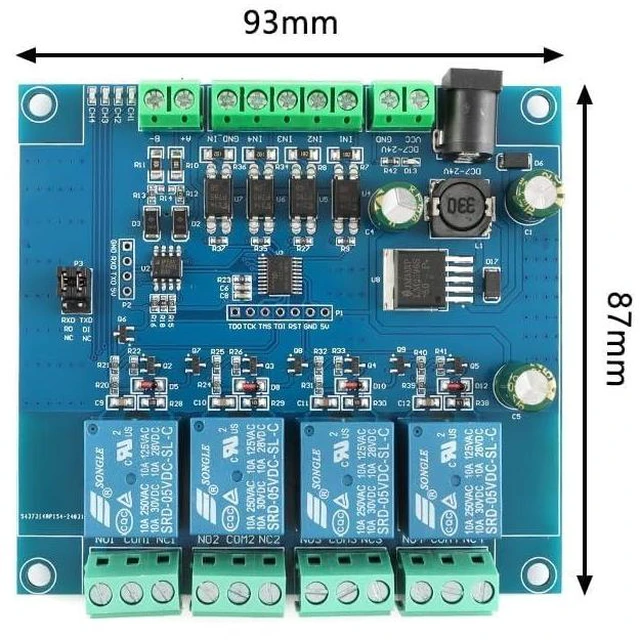 Alt view image 6 of 6 - Modbus-Rtu 7-24V 4 Channel Relay Module Switch Modbus RTU Switch Input Output 5V RS485 TTL Communication Anti-Reverse Connection