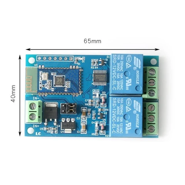 Alt view image 5 of 5 - 12V Dual Way Bluetooth Relay Module 12V 10A Wireless Smart Relay Module IoT Smart Home Phone APP Remote Control Switch