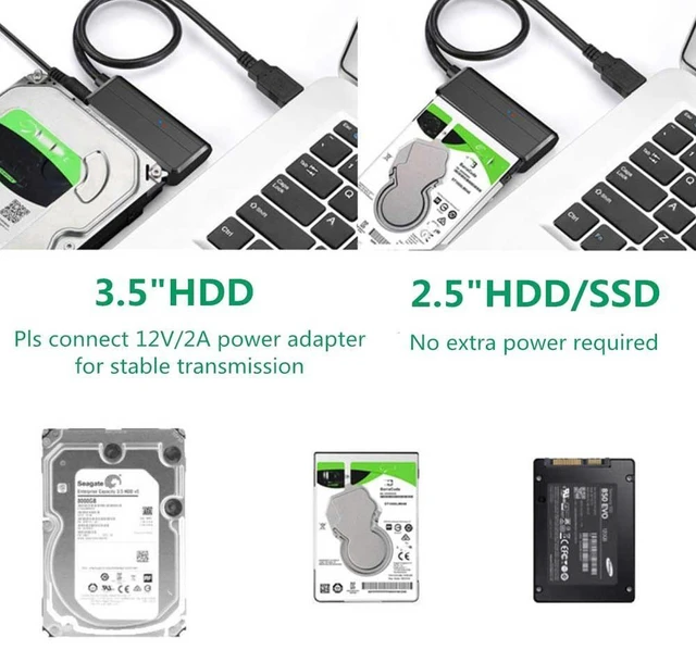 Alt view image 5 of 5 - 45CM USB 3.0 To Sata 3 2 1 Adapter Converter Cable SataIII To USB3.0 For 2.5" 3.5" inch Sata III II I HDD SSD Hard Disk Drive
