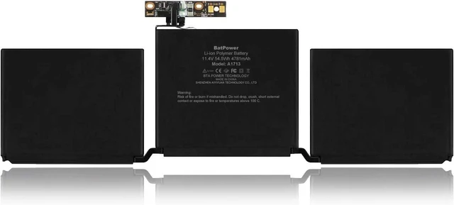 Alt view image 5 of 7 - BatPower A1713 Replacement Laptop Battery for Apple Late 2016 Mid 2017 MacBook Pro 13-inch A1708 EMC 2978 EMC 3164 Battery MacBook Pro 13" Two Thunderbolt 3 Ports A1708 Apple A1713 Battery 54.5Wh