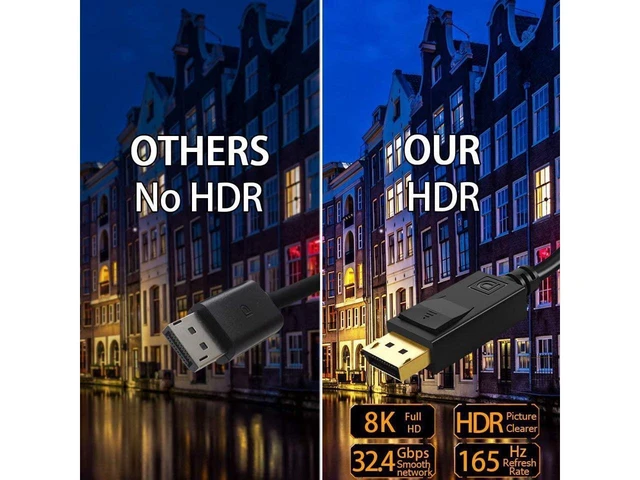 Alt view image 2 of 7 - 8K DisplayPort Cable 1.4 3.3ft / 1M, DP 1.4 to DP 1.4 Cable Support 8K @60Hz, 4K @144Hz,32.4Gbps, HBR3, HDR, for PC, TV, Laptop, DisplayPort to DisplayPort Cable (3.3 Feet) eokCXOY