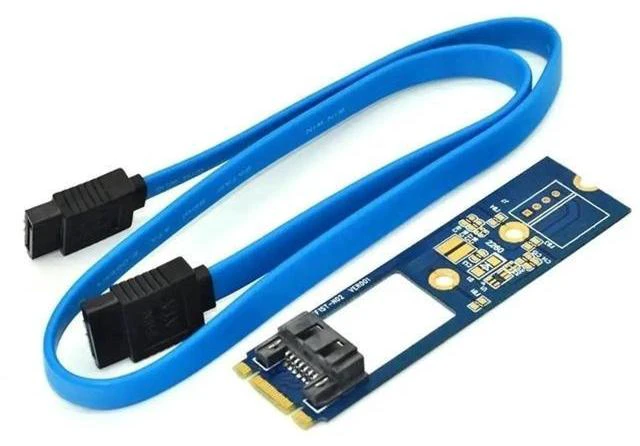 Alt view image 2 of 3 - M.2 NGFF SATA B+M Key to SATA 3.0 Adapter Riser Card, 2280 Size M2 to SATA Converter Board with SATA 3.0 Cable for Desktop PC