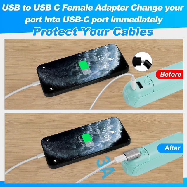 Alt view image 5 of 5 - 90 Degree USB to USB C Adapter 2 Pack Up and Down Right Angle USB C Female to A Male Charger Connector Converter USB L Shape Extender Support Charge & Data Sync for PC Laptop Mouse Keyboard