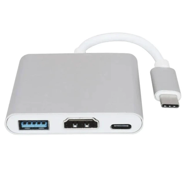 Alt view image 3 of 5 - USB C HUB to Adapter For Macbook Pro/Air Thunderbolt 3 USB Type C Hub to 4K USB 3.0 Port USB-C Power Delivery